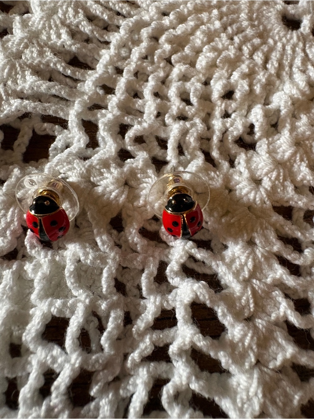 Ladybug Stud Earrings - Red and Black Cute Bug Accessory